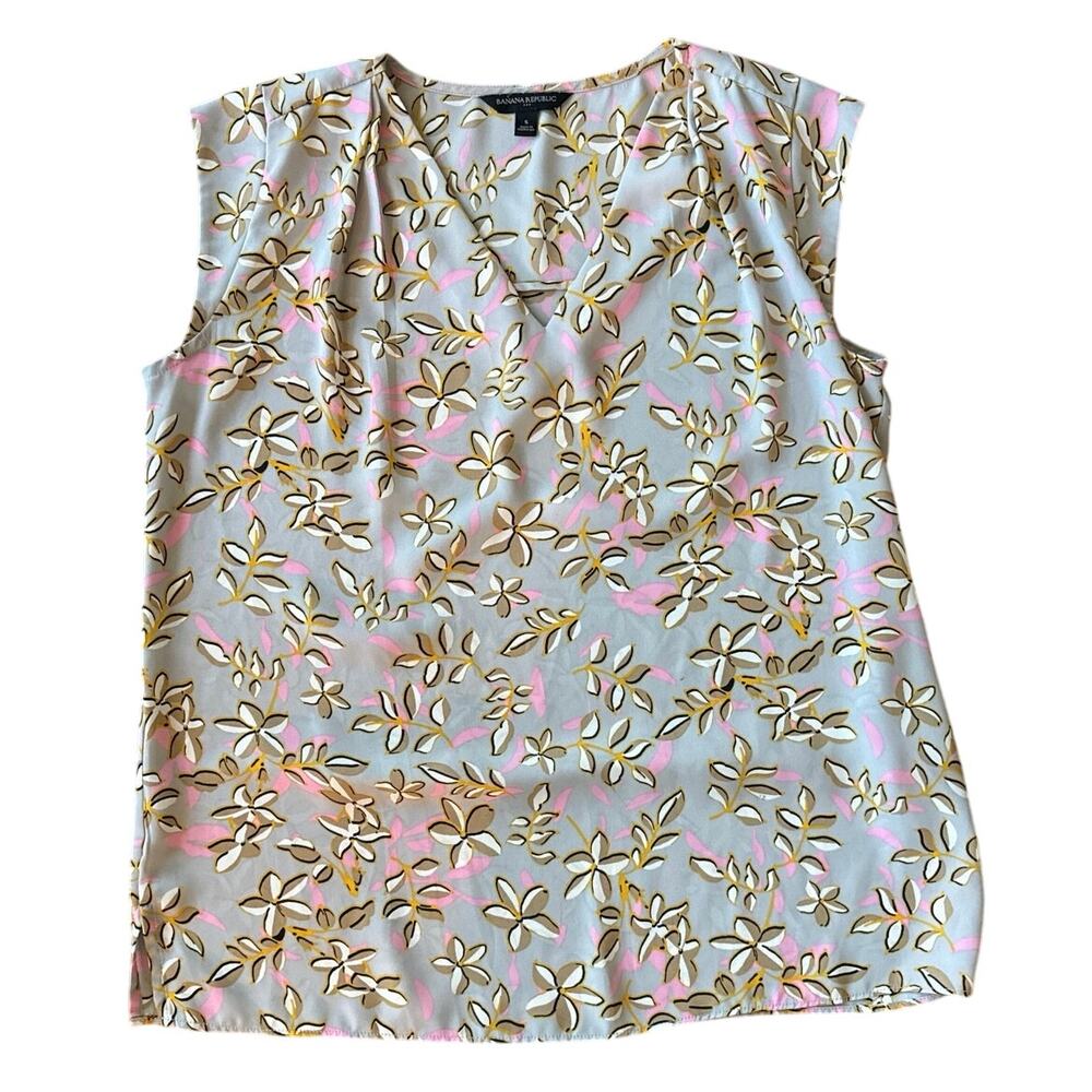 Women’s BANANA REPUBLIC 1/4 Sleeve Grey Floral Print Blouse (S)